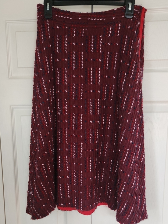 Anthropologie Dresses & Skirts - Anthropologie Maeve Burgundy Textured A-Line Knit Lined Skirt with Multicolor